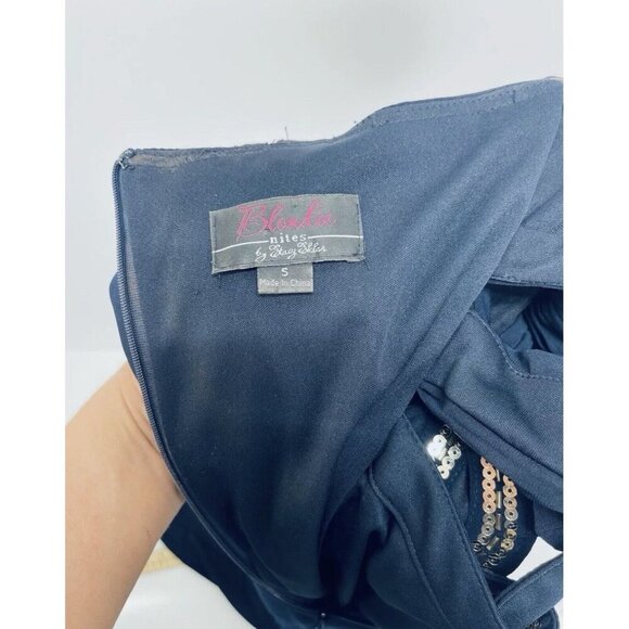 Blondie Nites Vintage Dress Sz 5 Women’s Y2K Prom Gown Sequin Cutouts Blue - Picture 6 of 8